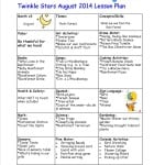 Twinkle Stars August Lesson Plan 2014