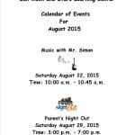 August 2015 Calendar of Events