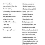 2019 Holiday Calendar